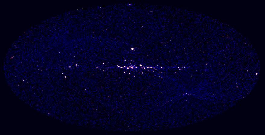 Карта всего неба, полученная по результатам двух обзоров телескопом ART-XC им. М. Н. Павлинского, обсерватория «Спектр-РГ», декабрь 2020 г. © ИКИ РАН